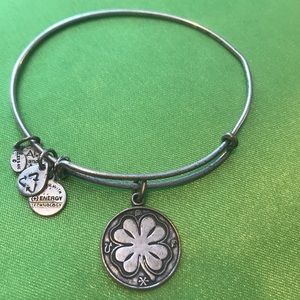 ALEX AND ANI FOUR LEAF CLOVER SILVER BRACELET